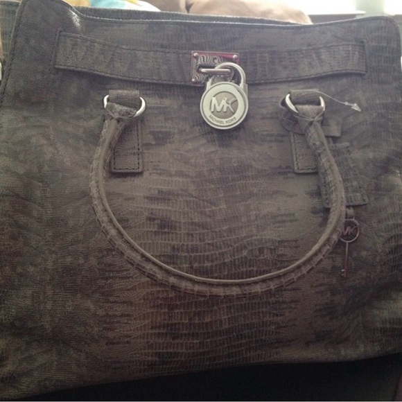 Michael Kors Silver Crocodile-Embossed Satchel - Picture 2 of 10